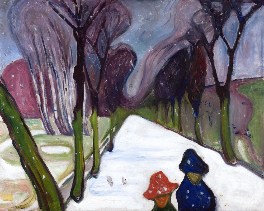 Allee im Schneegestöber von Edvard Munch