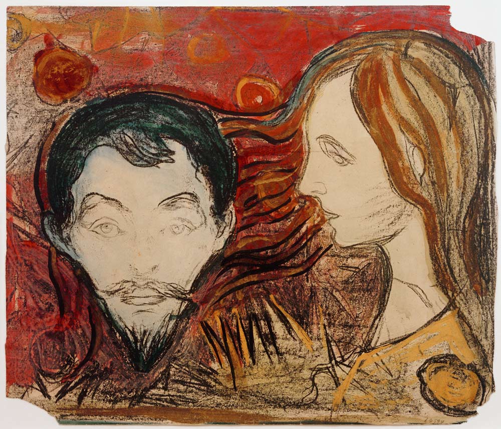 Männerkopf in Frauenhaar von Edvard Munch