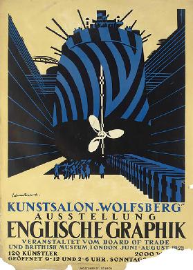 Deutsches Plakat für eine Ausstellung mit englischen Grafiken für das Board of Trade und das British 1923