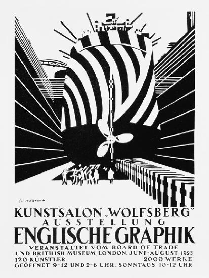 Deutsches Plakat für eine Ausstellung mit englischen Grafiken für das Board of Trade und das British 1923