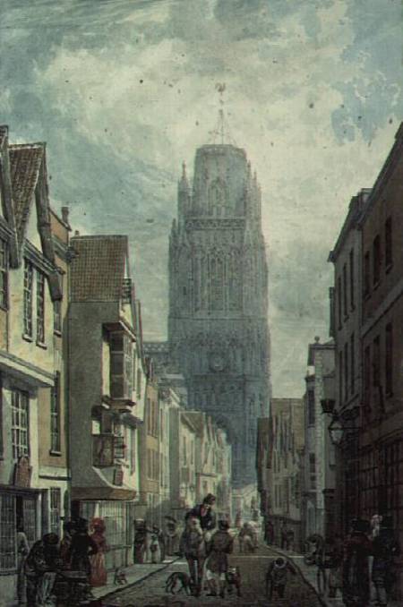 Redcliffe Street, Bristol, showing the Tower of the Church of St.Mary Redcliffe von Edward Cashin