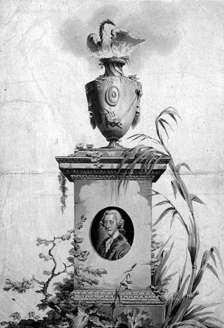 Design for the title page of the collected works of Dr Thomas Arne (1710-78) (ink and wash) von Edward Francis Burney
