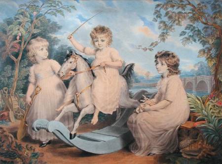 Portrait Group of three Children, possibly Sophie, Charles and Frances Burney  on von Edward Francis Burney