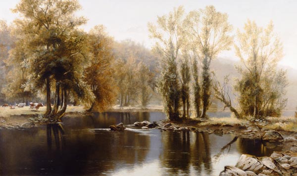 Extensive River Landscape with Cattle von Edward J. Duval