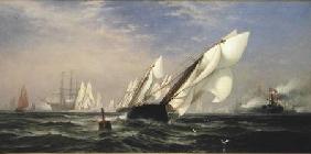 American yacht Sappho winning the race with the English yacht Livonia for the America Cup 1871