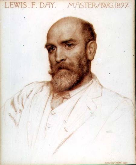 Lewis Foreman Day (1845-1910) designer, Master of the Art Workers' Guild in 1897 von Edward Robert Hughes