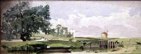 A Riverside Scene with a Lock c.1860  an
