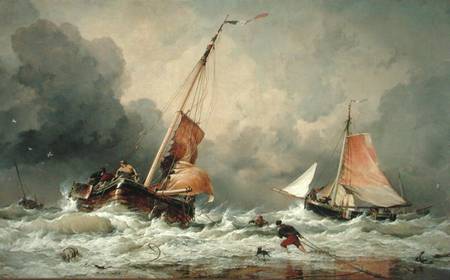 Dutch Pincks arriving and preparing to put to sea on the return of the tide von Edward William Cooke