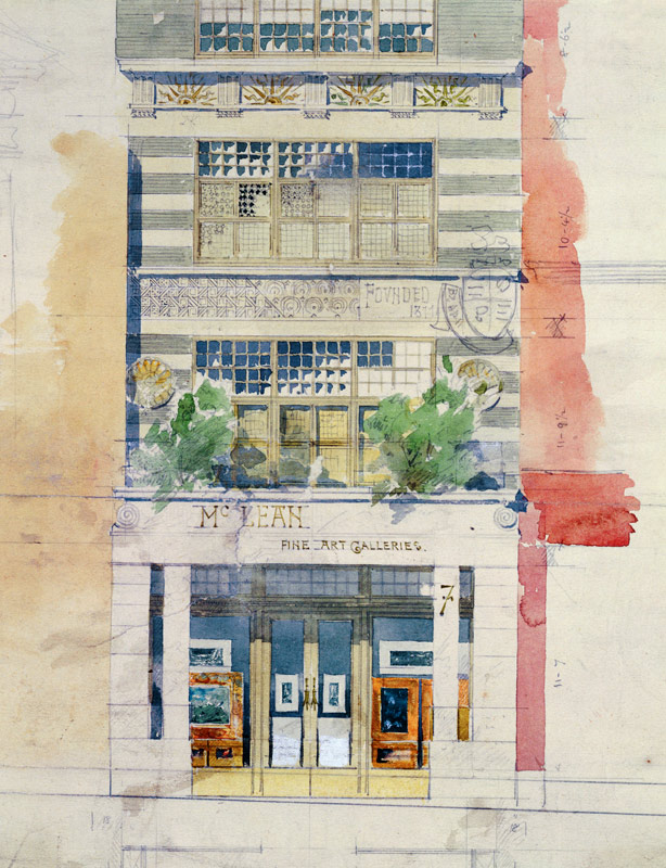 Design for the facade of McLean Fine Art Galleries, Haymarket, London  & pencil on von Edward William Godwin