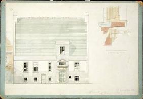 Front Elevation of House for J.A.M. Whistler Esq, Tite Street, Chelsea 1877  &