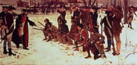 Baron von Steuben drilling American recruits at Valley Forge in 1778, 1911 (oil on canvas) 1863