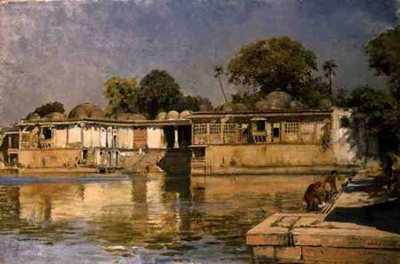 Palace and Lake at Sarkeh, near Ahmedabad, India von Edwin Lord Weeks