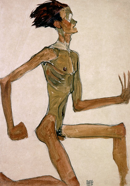 Bildnis eines knieenden Mannes. von Egon Schiele