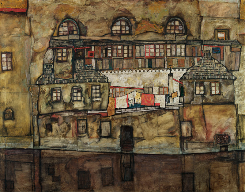 Hauswand am Fluß von Egon Schiele