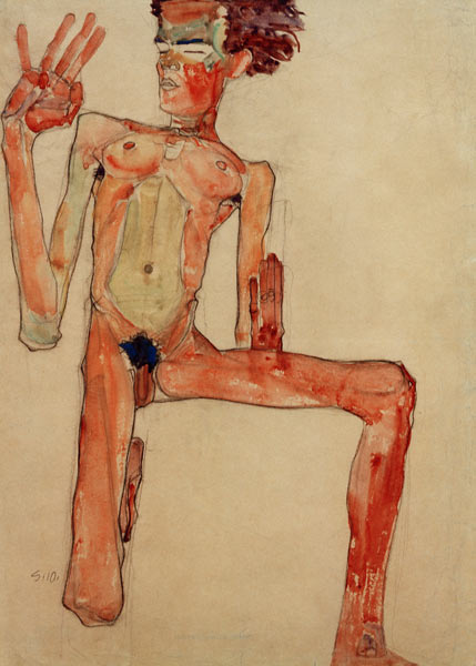 Kniender Selbstakt 1910 von Egon Schiele