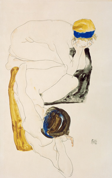 Zwei liegende Figuren von Egon Schiele