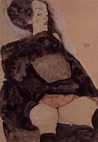 Dame in schwarz. von Egon Schiele
