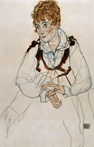 Die Frau des Künstlers, sitzend. von Egon Schiele