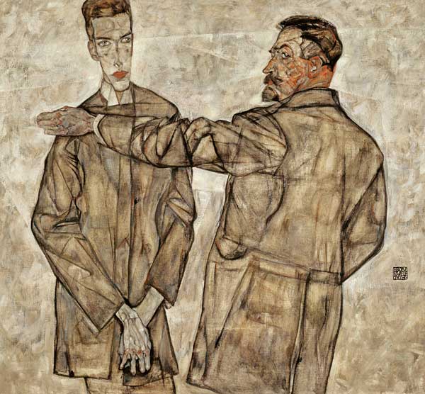 Doppelbildnis (Zentralinspektor Heinrich Benesch und sein Sohn Otto) von Egon Schiele