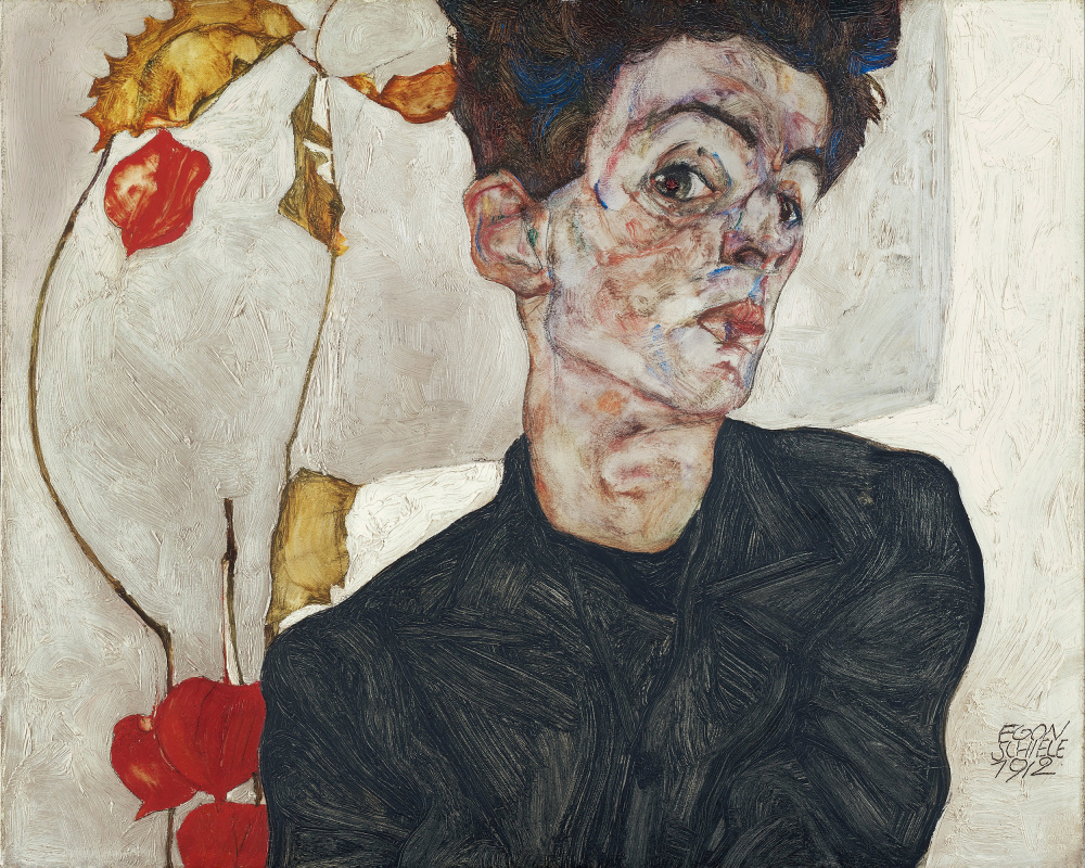 Egon Schieles Selbstporträt mit Physalis 1912 von Egon Schiele