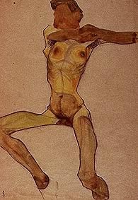 Männlicher Akt, gelb. von Egon Schiele