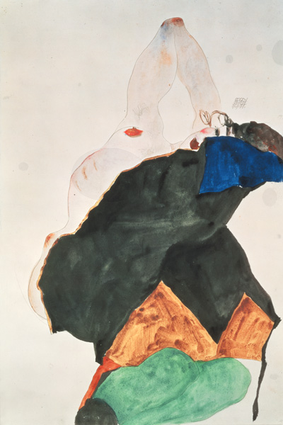 Mädchen mit erhobenem Ellenbogen von Egon Schiele