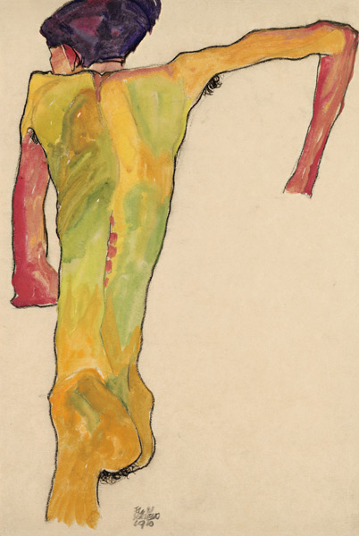 Sich aufstützender Rückenakt von Egon Schiele