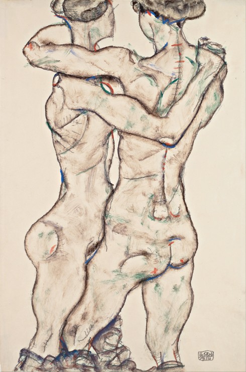 Sich umarmende Mädchenakte von Egon Schiele
