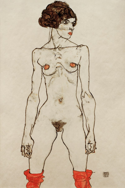 Stehendes nacktes Mädchen von Egon Schiele