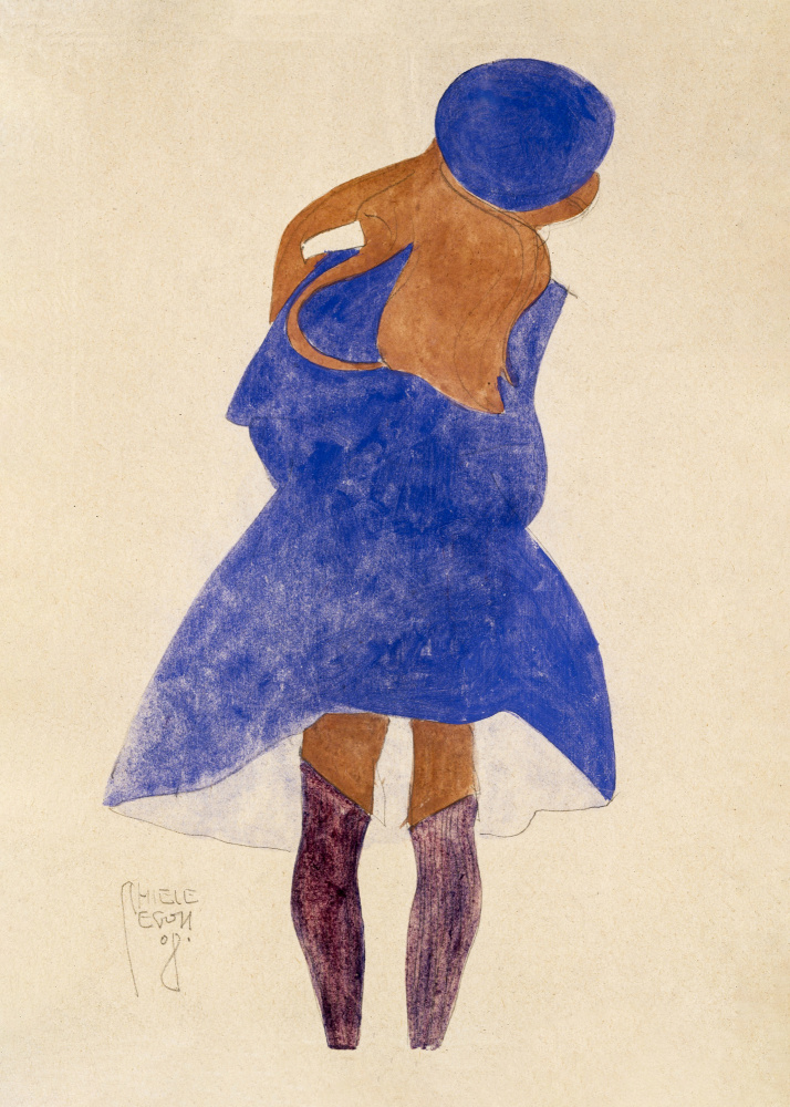 Stehendes Mädchen,Rückansicht 1908 von Egon Schiele