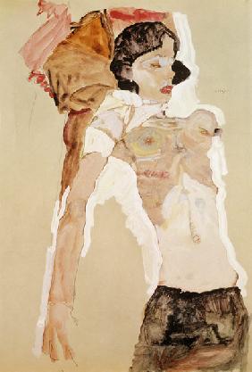 Liegendes, halbbekleidetes Mädchen 1911