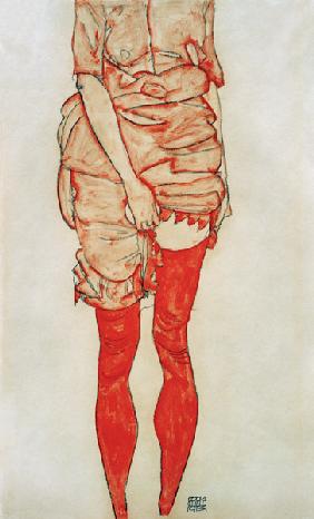 Stehende Frau in Rot - Egon Schiele