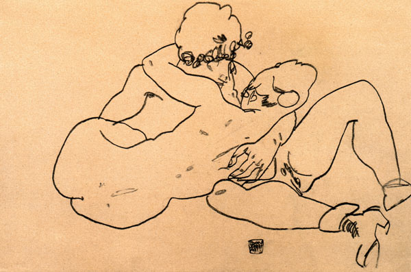 Zwei sich umarmende Akte von Egon Schiele