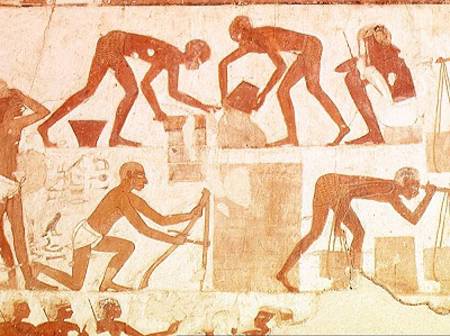 Construction of a wall, from the Tomb of Rekhmire, vizier of Tuthmosis III and Amenhotep II, New Kin von Egyptian