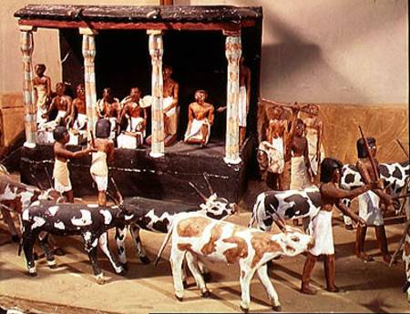 Funerary model of a census of livestock, from the Tomb of Meketre, Thebes, Middle Kingdom von Egyptian