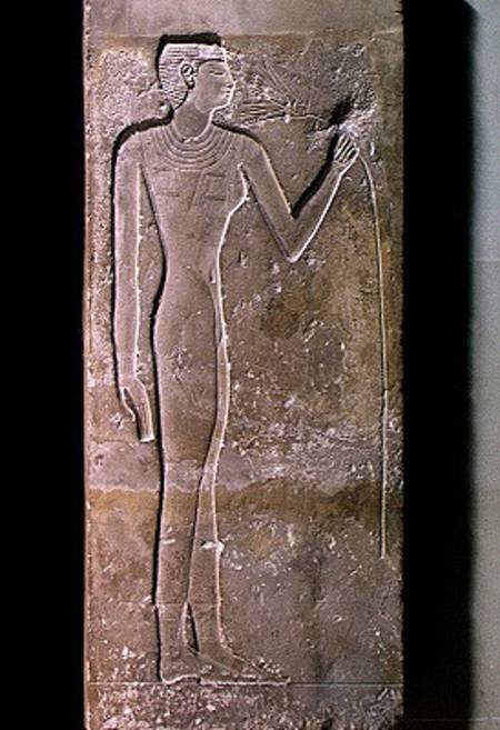 Pillar depicting a woman smelling a lotus flower, Old Kingdom von Egyptian