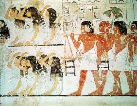 Group of mourners in the funeral procession of Ramose, from the Tomb Chapel of Ramose, New Kingdom c.1360 BC