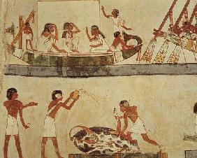 Sacrifice and purification of a bull, and a sailing ritual 18th dynas