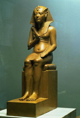 Seated statue of a pharaoh, New Kingdom (stone) von Egyptian 18th Dynasty