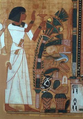 The Fumigation of Osiris, page from the Book of the Dead of Neb-Qued, Egyptian, New Kingdom (papyrus 1729