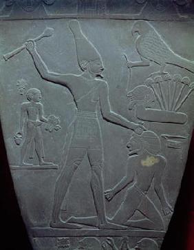 The Narmer Palette: ceremonial palette depicting King Narmer, wearing the white crown of Upper Egypt 1801