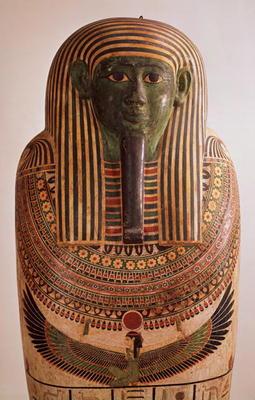 Outer lid of the sarcophagus of Psametik I (664-610 BC) Late Period (painted wood) 19th
