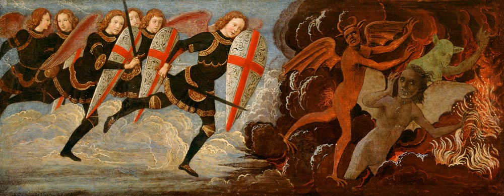 St. Michael and the Angels at War with the Devil von  (eigentl. Domenico Tommaso Bigordi) Ghirlandaio Domenico