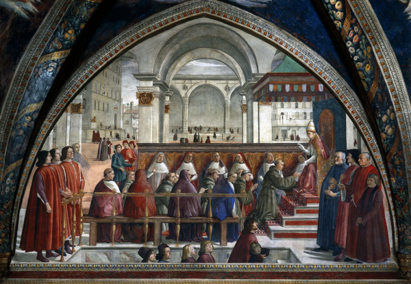 Franziskus vor Honorius III von  (eigentl. Domenico Tommaso Bigordi) Ghirlandaio Domenico