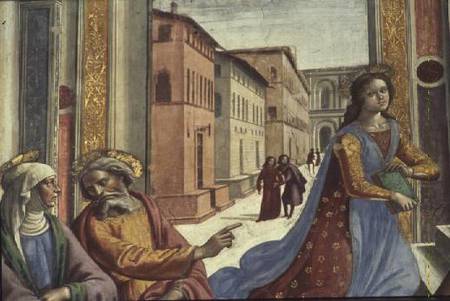 The Virgin Mary in the Temple (fresco) (detail) von  (eigentl. Domenico Tommaso Bigordi) Ghirlandaio Domenico