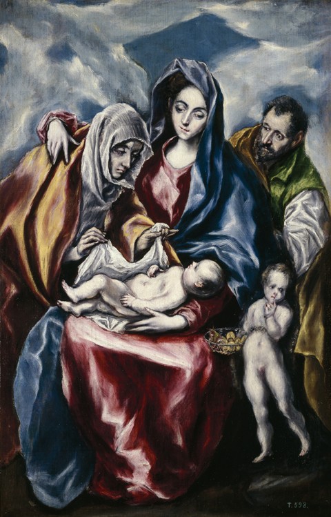 Die Heilige Familie mit der heiligen Anna und Johannesknaben von (eigentl. Dominikos Theotokopulos) Greco, El