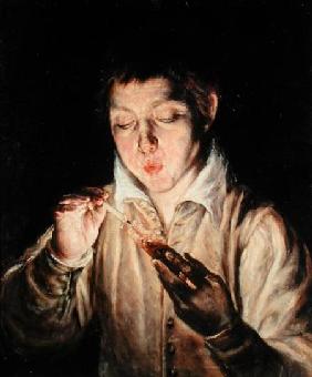 A Child Blowing on an Ember early 1570