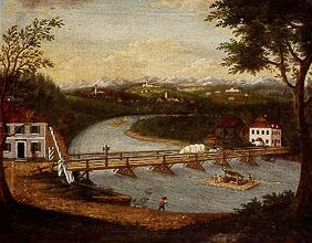Die Illerbrücke in Ferthofen um 1815