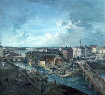 View of Stockholm from the Royal Palace (gouache on canvas) von Elias Martin