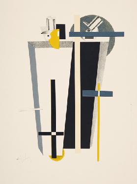Abstract composition in grey, yellow and black (litho) 18th